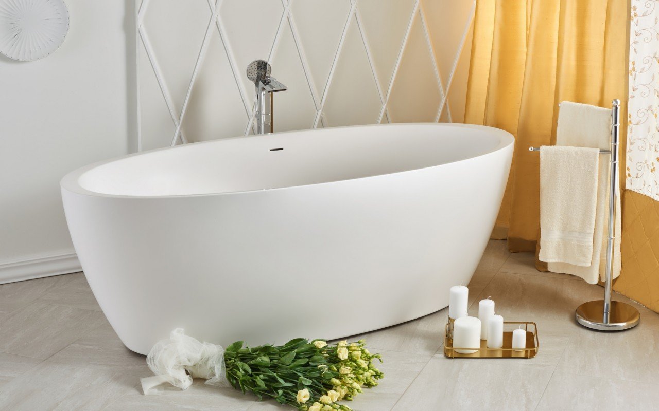 Aquatica Coletta™ White Freestanding Solid Surface Bathtub