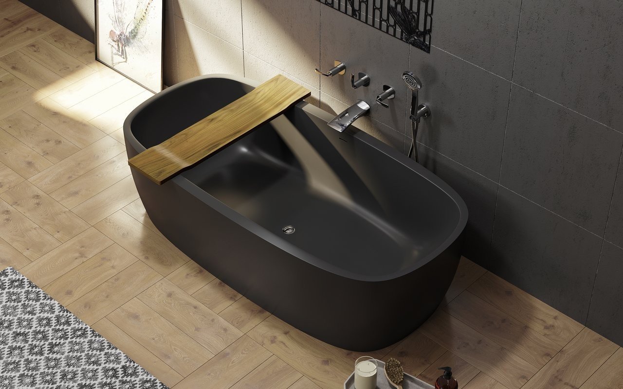 Aquatica Onde-S Waterproof Teak Bathtub Tray