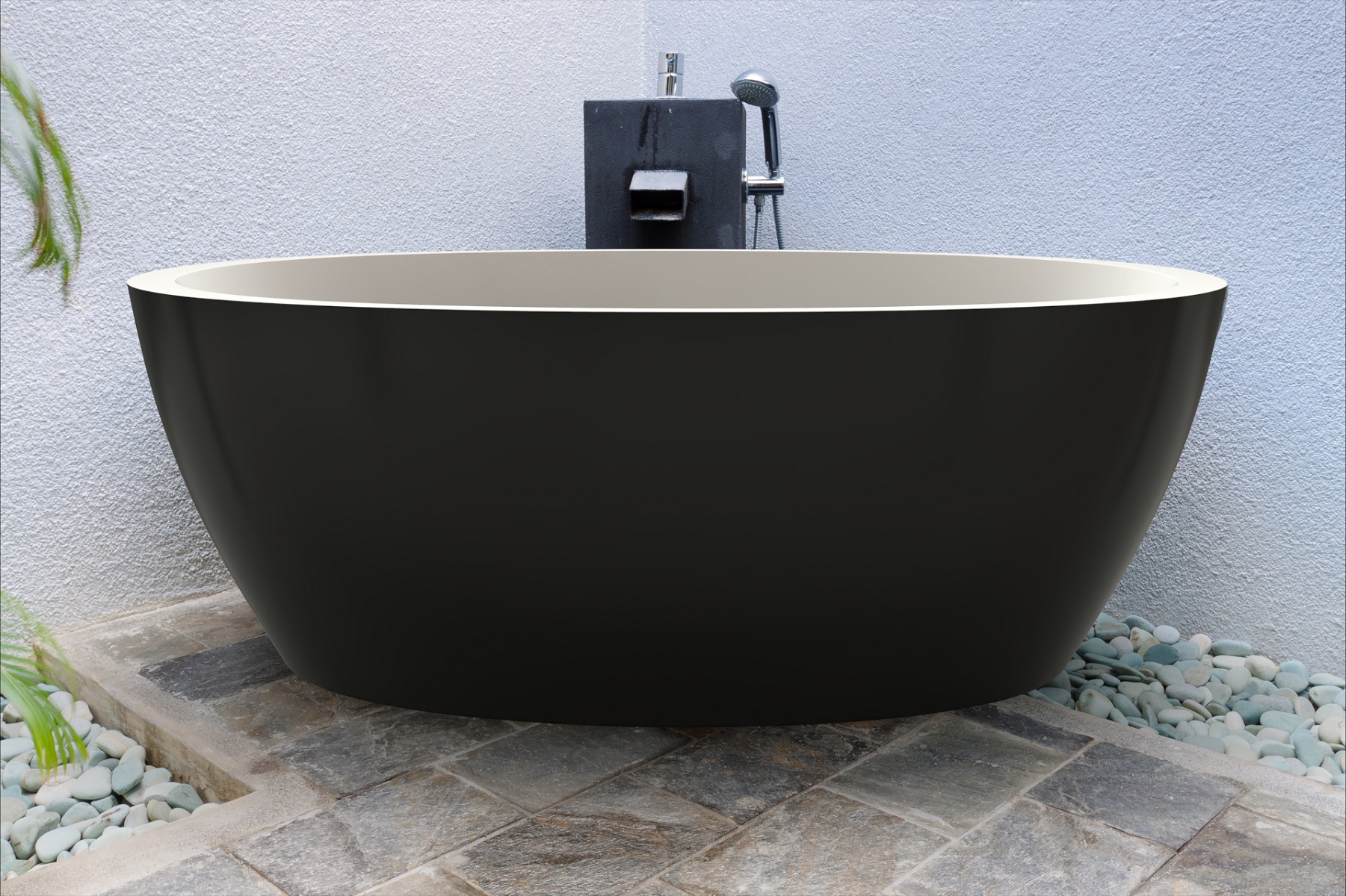 Aquatica Sensuality Black-Wht Freestanding Solid Surface Bathtub